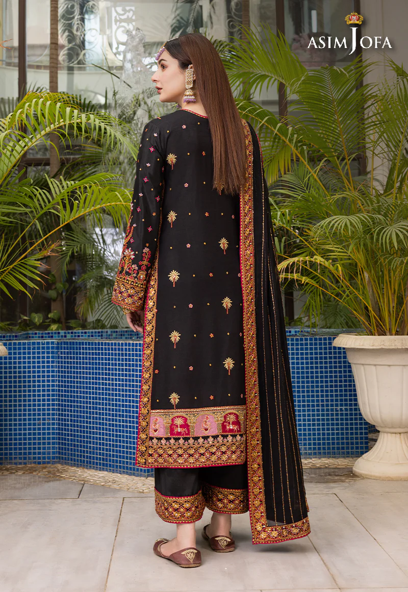 AJHJ-19 EMBROIDERED VISCOSE RAW SILK 3 PCS - Image 11
