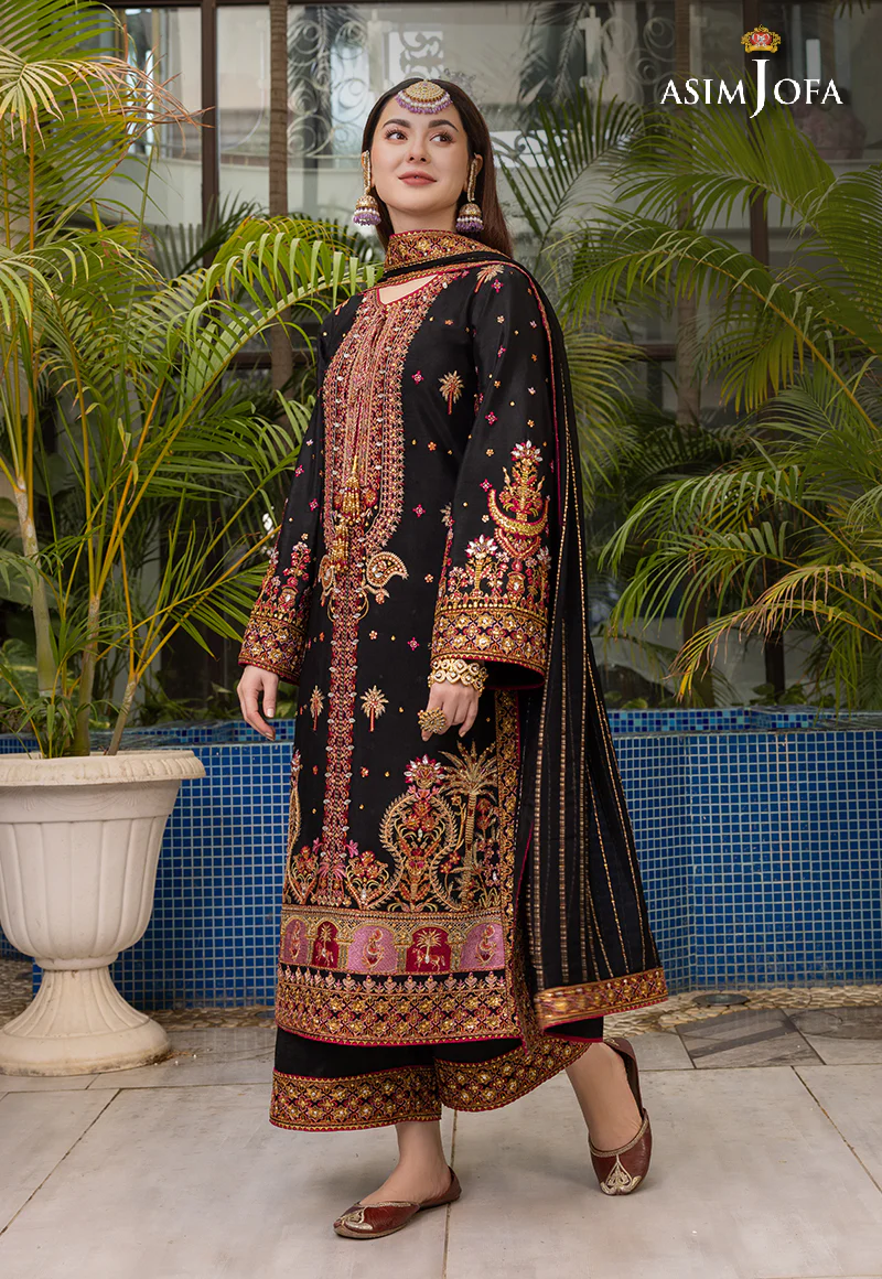 AJHJ-19 EMBROIDERED VISCOSE RAW SILK 3 PCS - Image 13