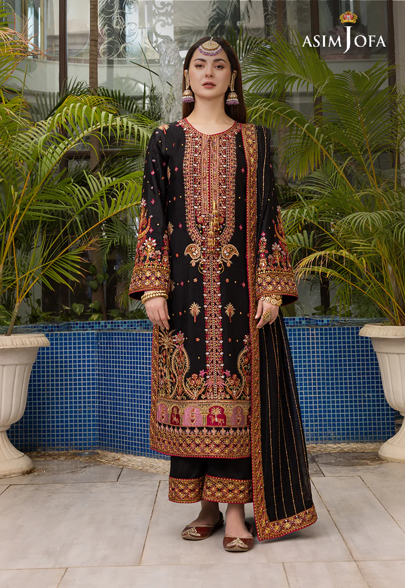 AJHJ-19 EMBROIDERED VISCOSE RAW SILK 3 PCS - Image 5