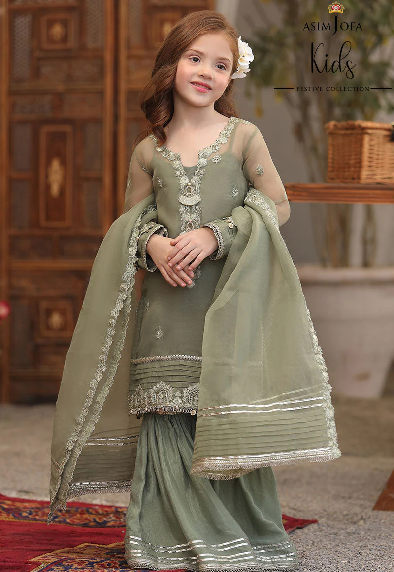 AJKF-08 EMBROIDERED ORGANZA 3 PCS - Image 4