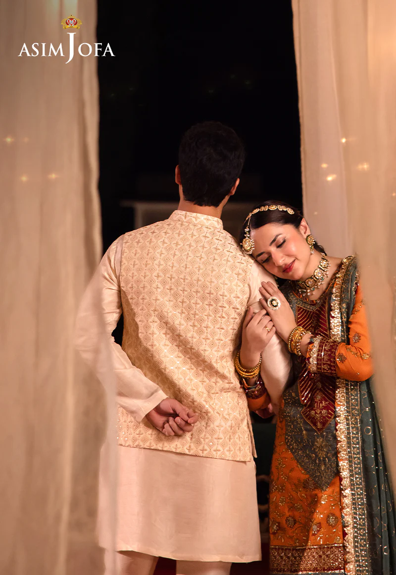 AJMS-15 EMBROIDERED INDIAN RAW SILK 3 PCS - Image 12