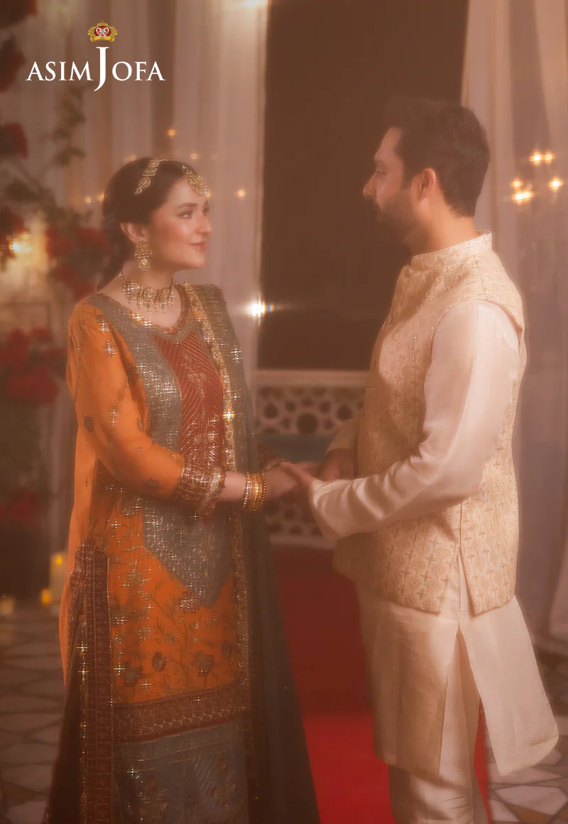 AJMS-15 EMBROIDERED INDIAN RAW SILK 3 PCS - Image 13