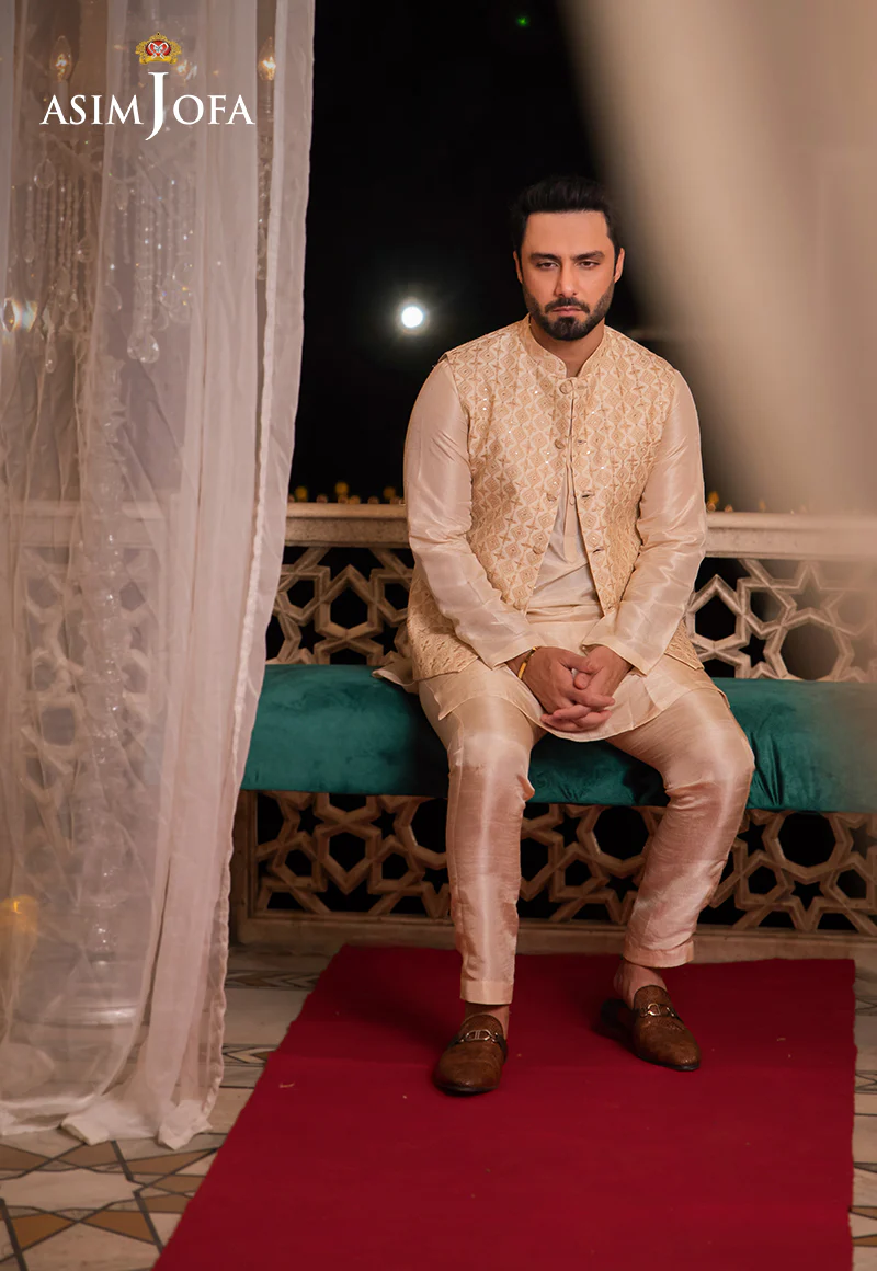 AJMS-15 EMBROIDERED INDIAN RAW SILK 3 PCS - Image 5