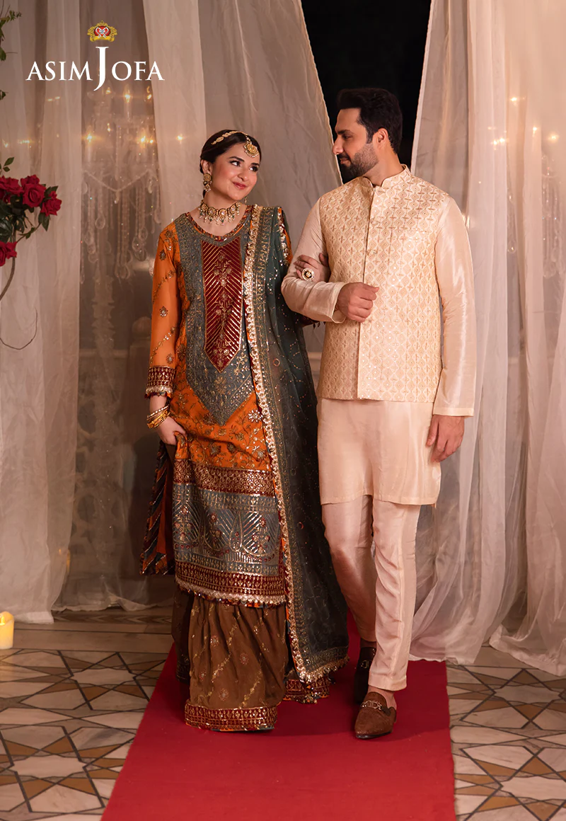 AJMS-15 EMBROIDERED INDIAN RAW SILK 3 PCS - Image 8