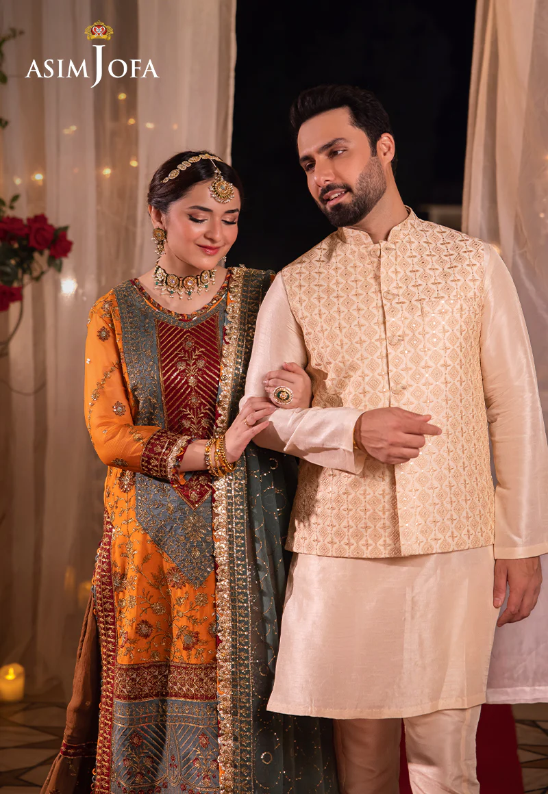 AJMS-15 EMBROIDERED INDIAN RAW SILK 3 PCS - Image 9