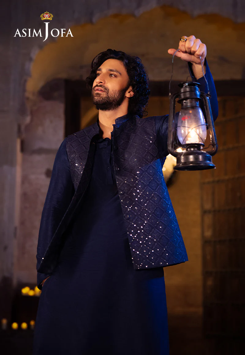 AJMS-21 EMBROIDERED INDIAN RAW SILK 3 PCS - Image 3