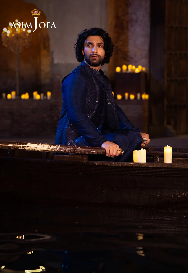 AJMS-21 EMBROIDERED INDIAN RAW SILK 3 PCS - Image 4