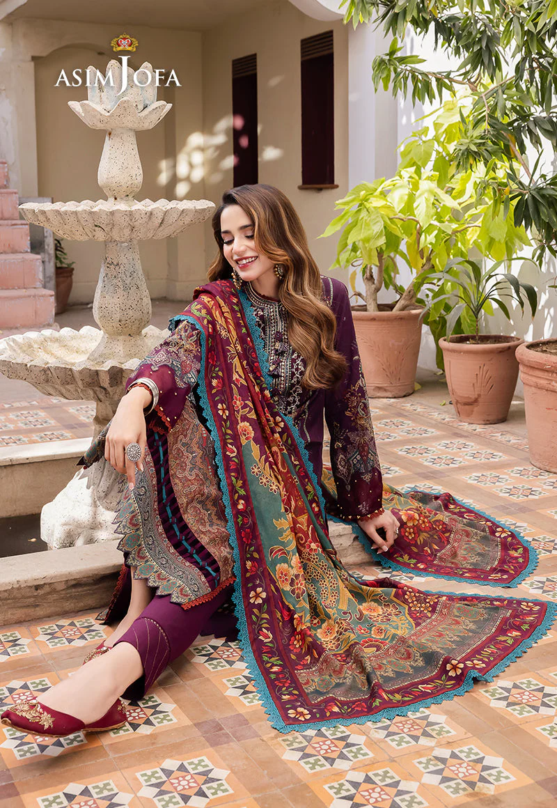 AJRW-06 DESIGNERS STITCHED EMBROIDERED PREMIUM WINTER COTTON 3 PCS - Image 3