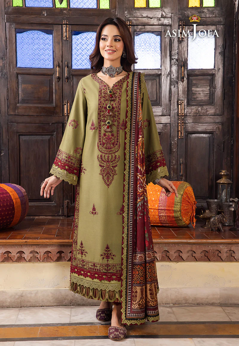 AJRW-30 DESIGNERS STITCHED EMBROIDERED PREMIUM WINTER COTTON 3 PCS - Image 8