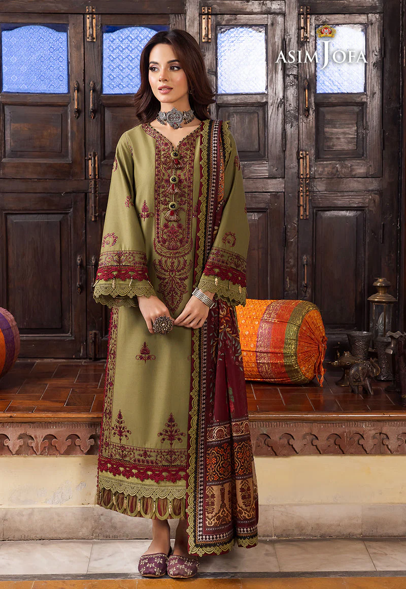 AJRW-30 DESIGNERS STITCHED EMBROIDERED PREMIUM WINTER COTTON 3 PCS - Image 9