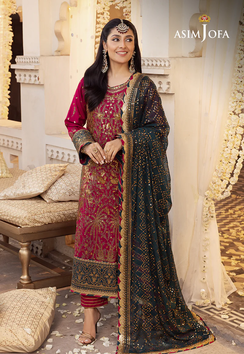 AJSH-19 EMBROIDERED RAW SILK 3 PCS - Image 9