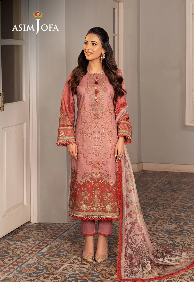 Ajso-05 Unstitched 3 Pcs Shirt Dupatta Trouser - Image 3