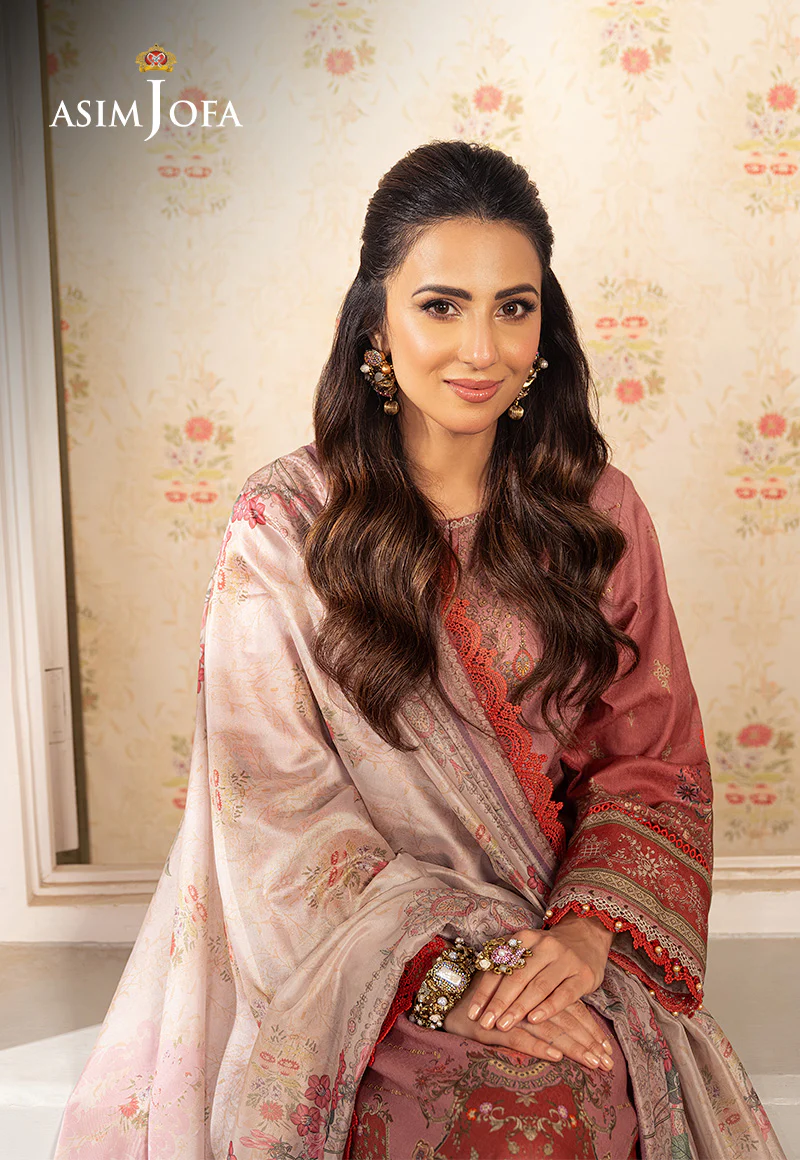 Ajso-05 Unstitched 3 Pcs Shirt Dupatta Trouser - Image 4