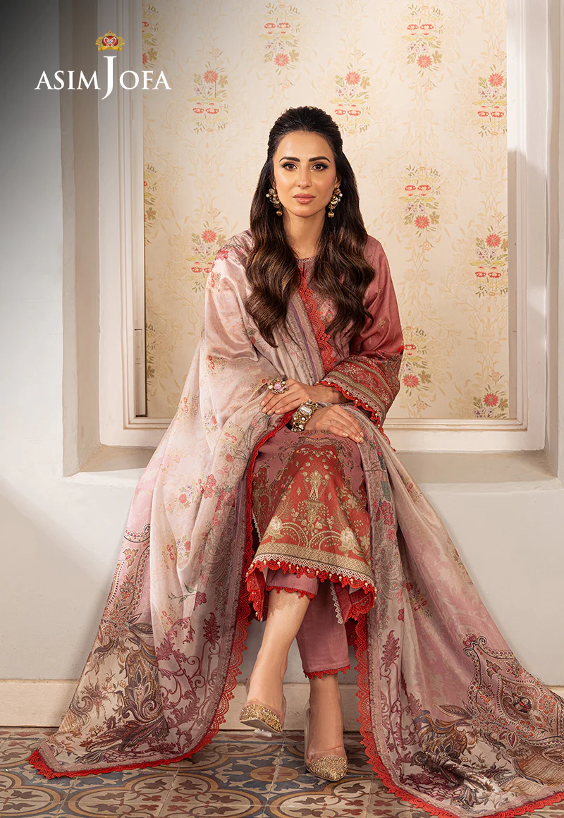 Ajso-05 Unstitched 3 Pcs Shirt Dupatta Trouser - Image 6