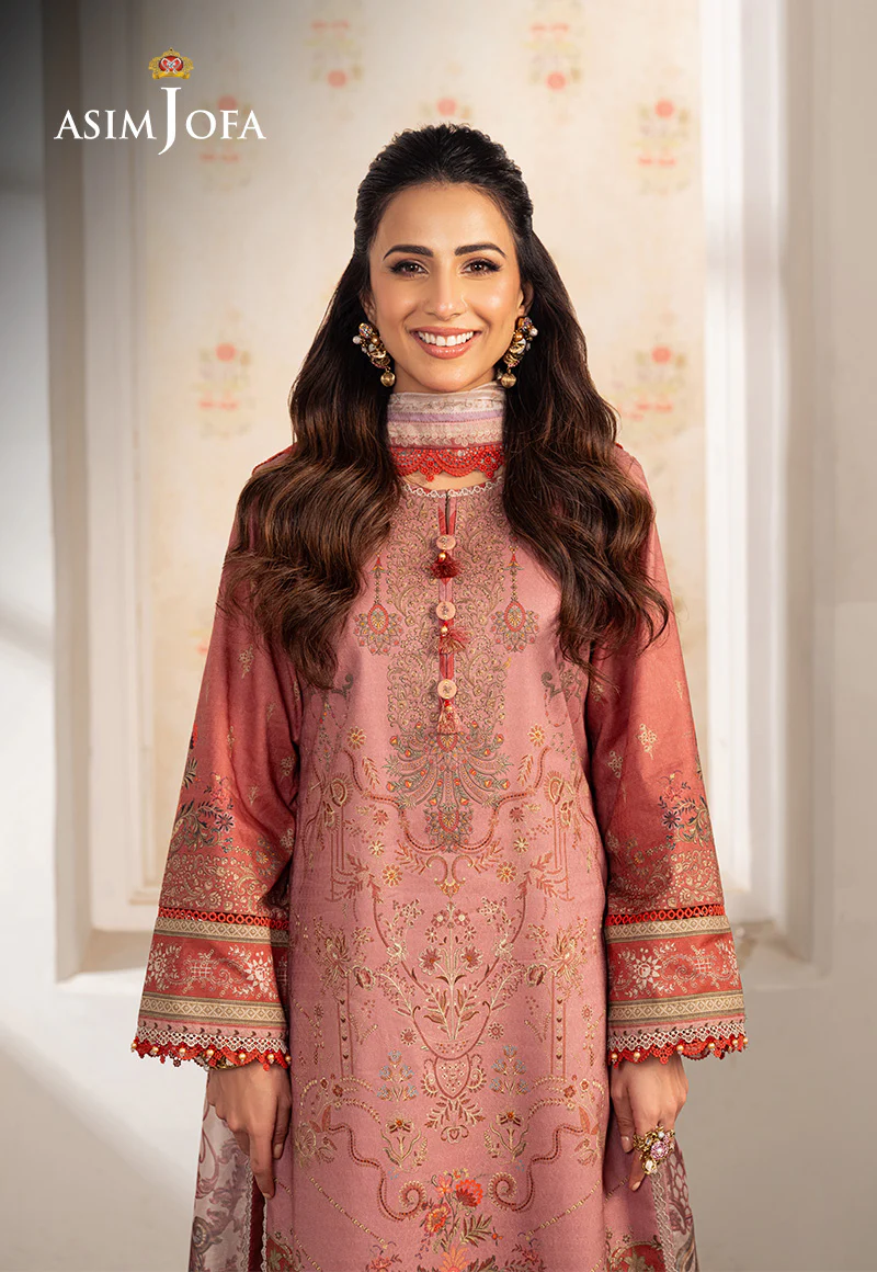 Ajso-05 Unstitched 3 Pcs Shirt Dupatta Trouser - Image 9