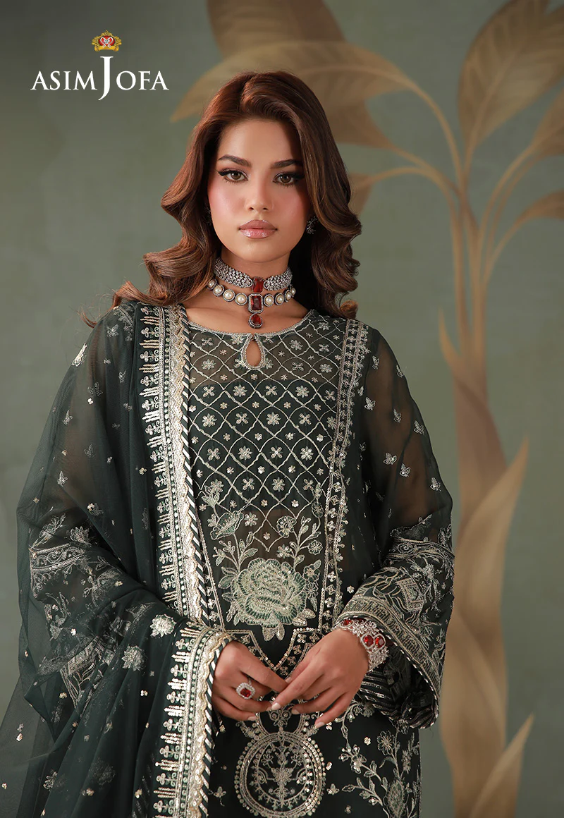 AJULD-11 Embroidered Chiffon Unstitched 3 Pcs - Image 4