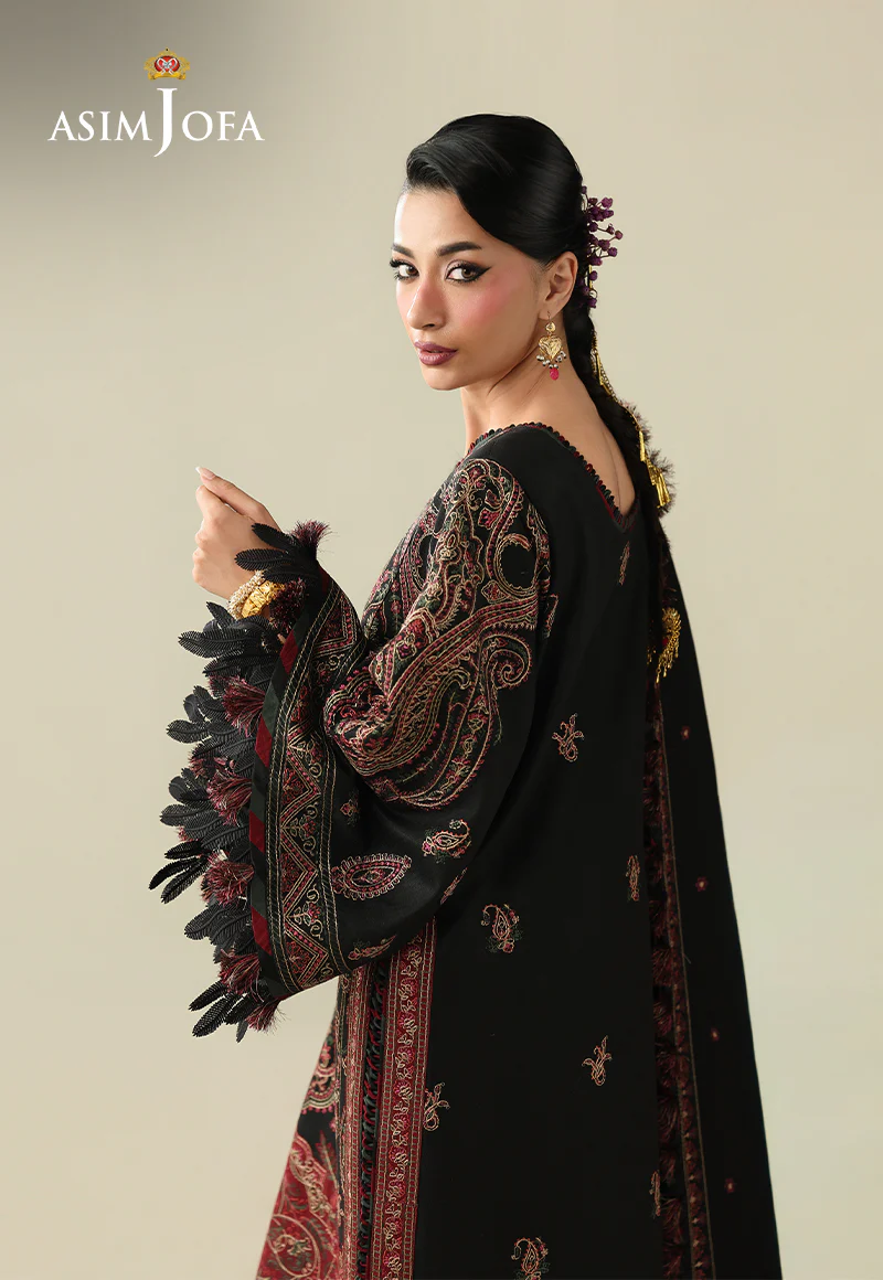 AJULK-01 Embroidered Herringbone Unstitched 3 Pcs - Image 5