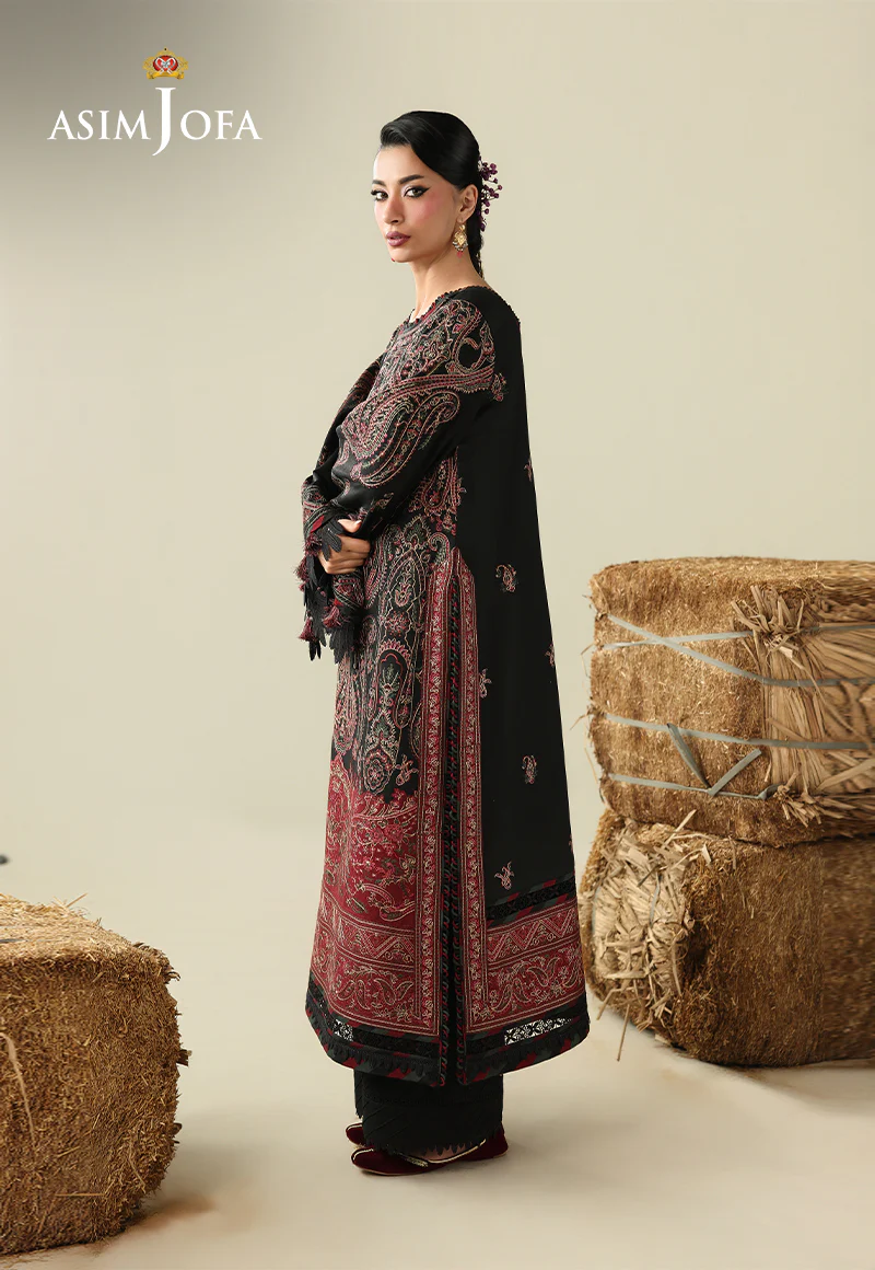 AJULK-01 Embroidered Herringbone Unstitched 3 Pcs - Image 8