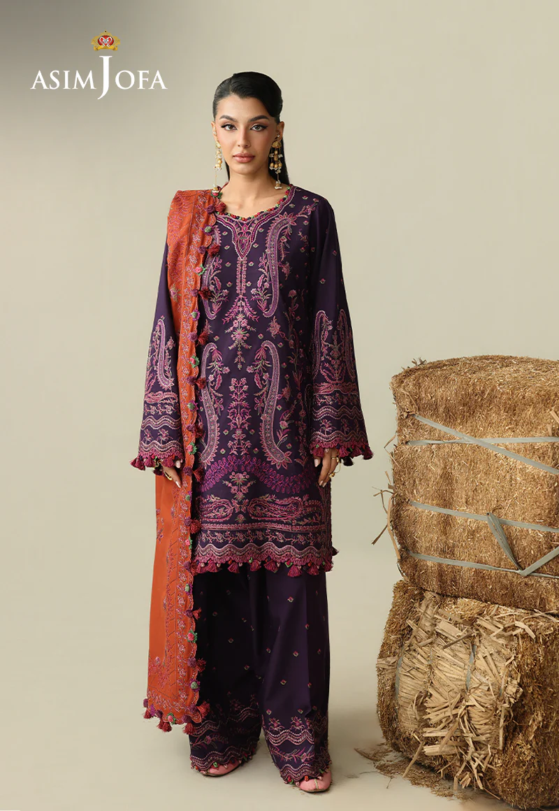 AJULK-05 Embroidered Rod Unstitched 3 Pcs - Image 3