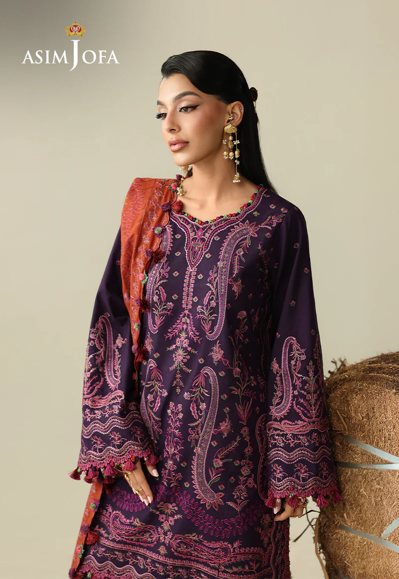 AJULK-05 Embroidered Rod Unstitched 3 Pcs - Image 5