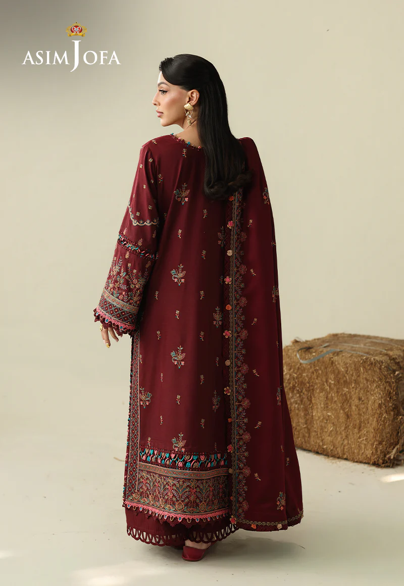 AJULK-08 Embroidered Rod Unstitched 3 Pcs - Image 4