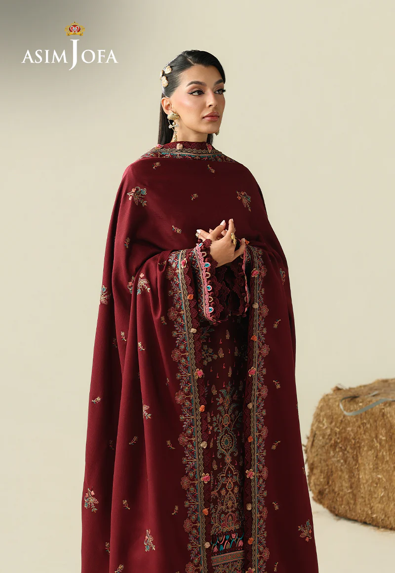 AJULK-08 Embroidered Rod Unstitched 3 Pcs - Image 5