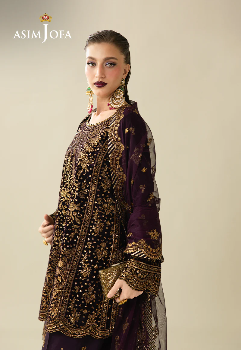 AJULM-02 Embroidered Velvet Unstitched 3 Pcs - Image 6