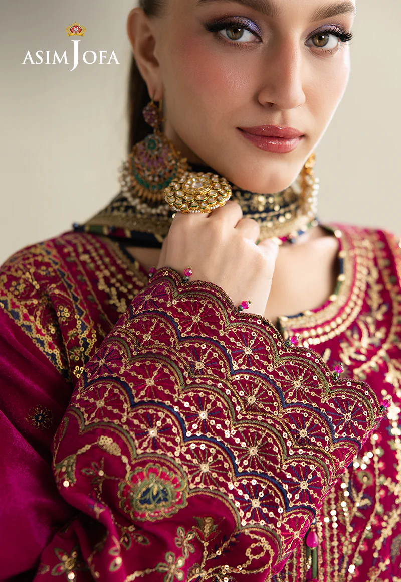 AJULM-03 Embroidered Velvet Unstitched 3 Pcs - Image 5
