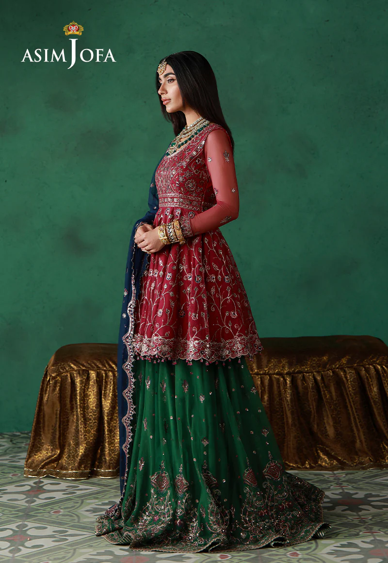 AJULN-08 Embroidered Net Unstitched 3 Pcs - Image 3