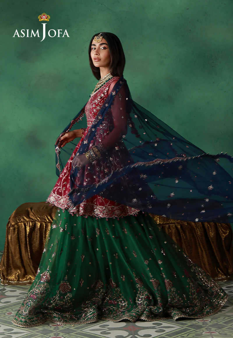 AJULN-08 Embroidered Net Unstitched 3 Pcs - Image 8