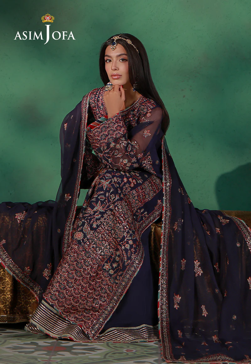 AJULN-13 Embroidered Javeria Net Unstitched 3 Pcs - Image 5